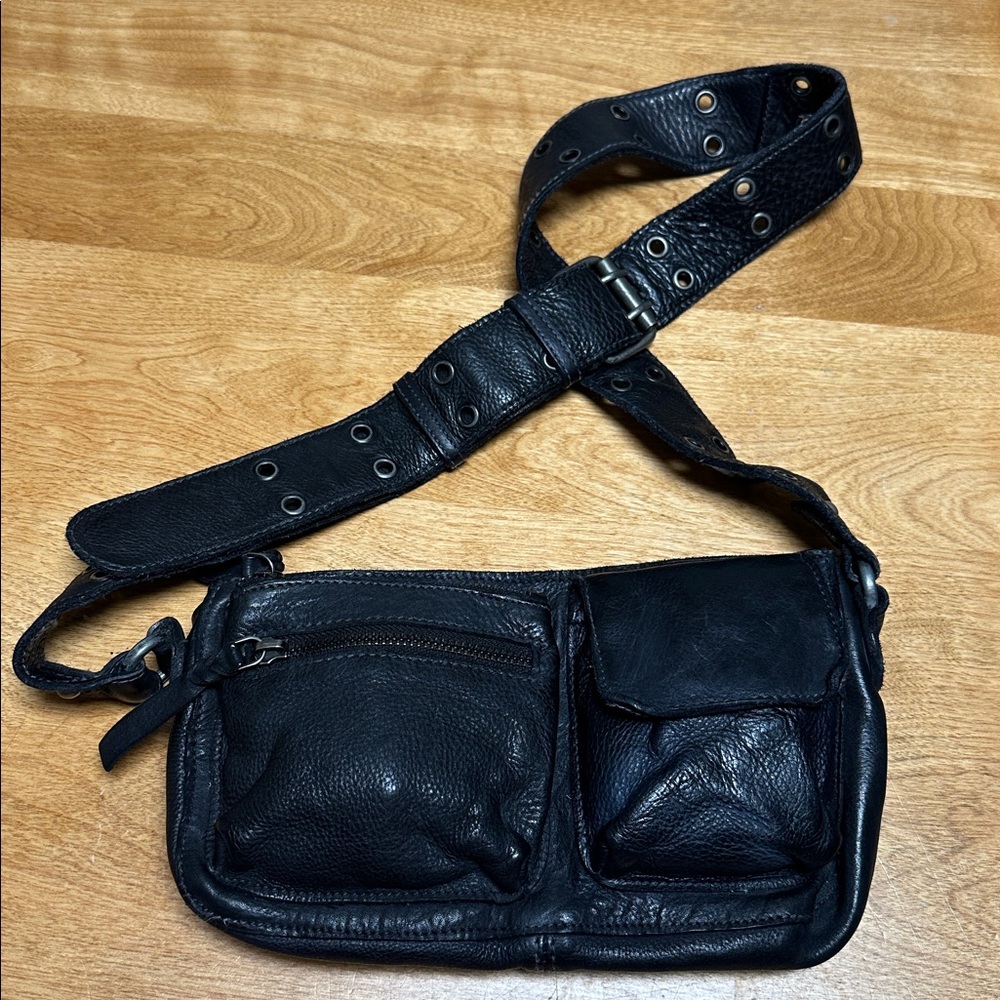 Free People Black Leather Crossbody Bag